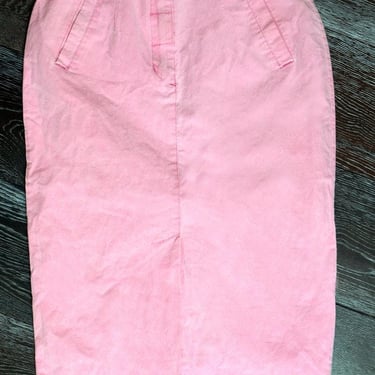 80's Pink Cotton Pencil Skirt Vintage 1980's Tight Wiggle dress by Helium 