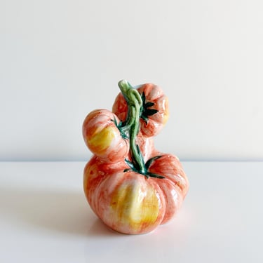 Vintage Vietri Hand-Painted Red Tomatoes On Vine Bud Vase Italy 
