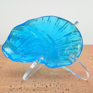 Blue Oyster Shell Glass Paperweight 