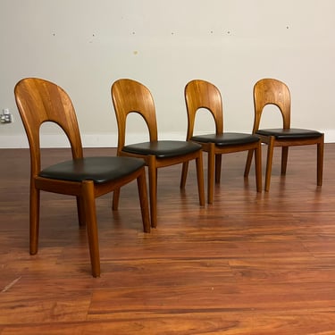 Danish Modern Solid Teak Dining Chairs Set of 4