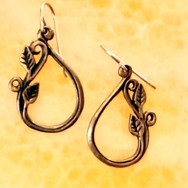 Vintage Dangle Drop Earrings, Botanical, Teardrop Shape, Jeep Collins Signature, Sculptural, Artsy 
