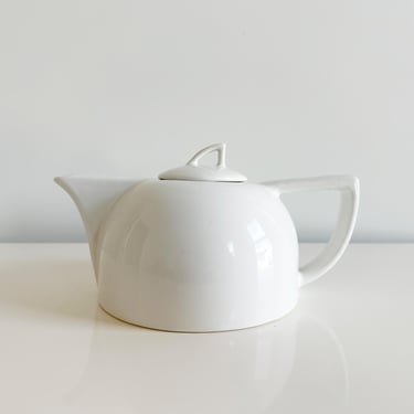 Art Deco Style White Ceramic Teapot Modern Japan Vintage 