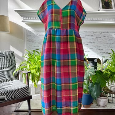 Neon multi linen dress