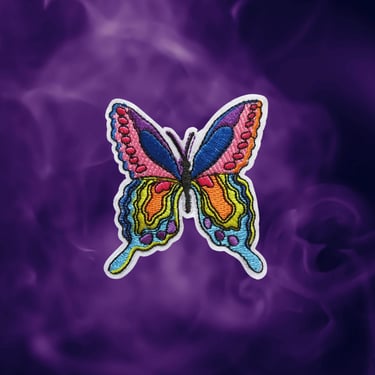 Rainbow Butterfly Iron On Embroidered Patch - Colorful Jacket Backpack Applique 