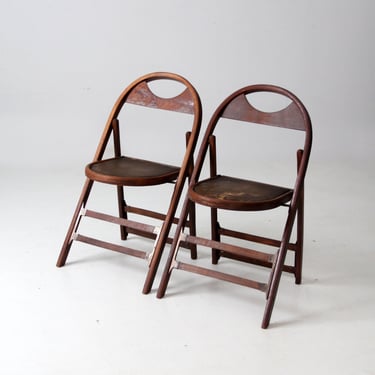antique wooden folding chairs pair 
