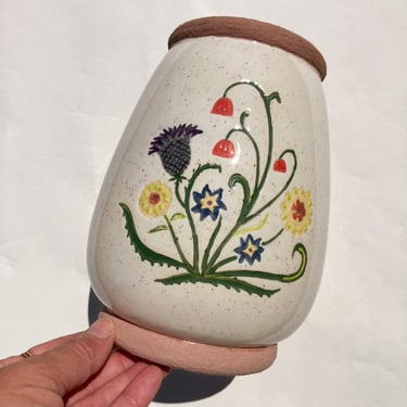 Vintage 90's Ceramic Floral Canister with Lid / Cottagecore Cookie Jar 