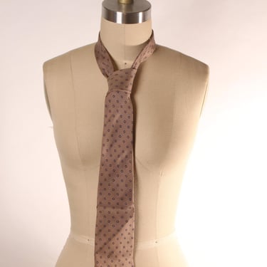 1980s Gray Tan, Blue and Red Circle Necktie Tie by Christian Dior 