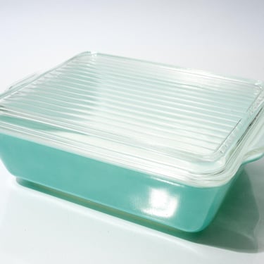 Vintage Pyrex Turquoise 503 Refrigerator Dish Mid Century Modern 1950s 
