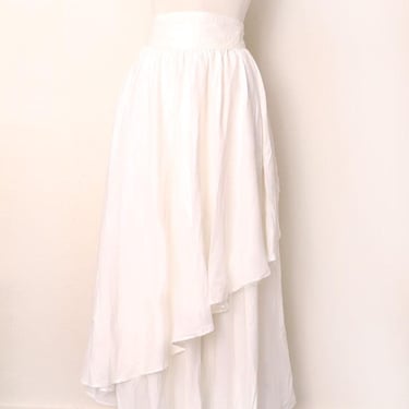 NWT White Wrap Long Skirt sz XL, High Low, Vintage 1980's New Old Stock, New with Tags, Roper Western Boho Dress 