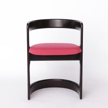 Set of 4 Rare 1950s Dining Chairs | German Vintage Mid-Century Modern, Black Lacquered Wood Frame with Pink Upholstery 