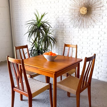 Small Danish Modern Square Teak Refractory Dining Table
