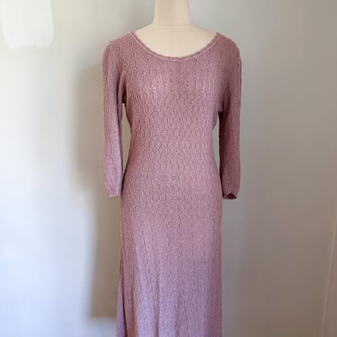 Vintage 1950s Mauve Pink Sweater Dress / L 