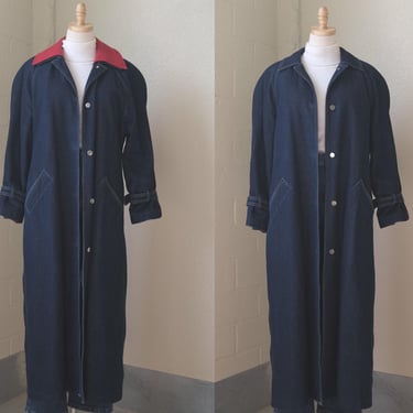 Misty Harbor Denim Trench with Red Detachable Lining & Collar Size 8 