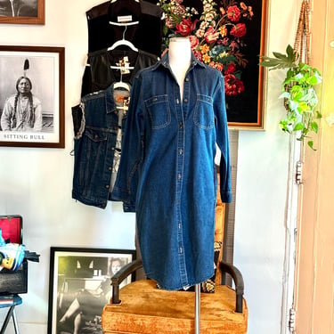 vintage 90's calvin klein denim dress jean shirt dress 