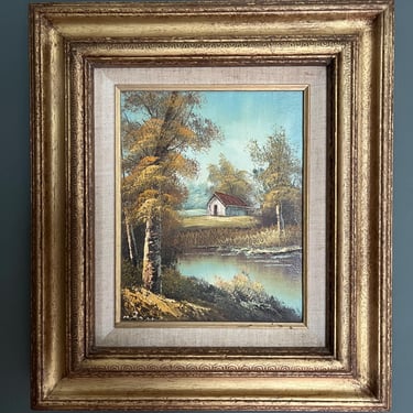 Vintage Framed Landscape Oil Painting 