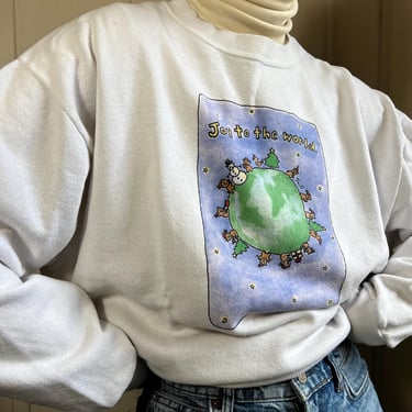 Vtg 90s 'Joy to the World' Sweatshirt, Vintage Shoebox Designs Sweatshirt, Comics White Sweatshirt, Comedy Sportswear 
