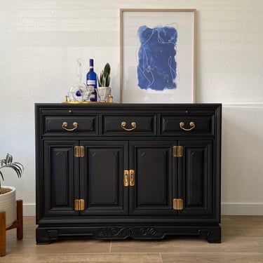 Vintage Mid Century Campaign Style Buffet Bar Cabinet by Unique *Local Pick Up Only 