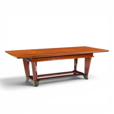 Maxime Old Art Deco French Cherrywood and Copper Dining Table - mcm 
