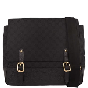 Gucci Black Canvas GG Messenger Shoulder Bag