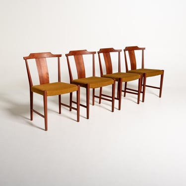 Bertil Fridhagen Chairs for Bodafors, Set of 4 Swedish Teak Dining Chairs, 1962 Mid Century Scandinavian Furniture, Original Mark 