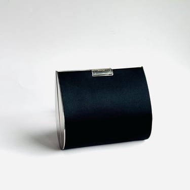 vintage Calvin Klein clutch black satin silver metal early 90s 