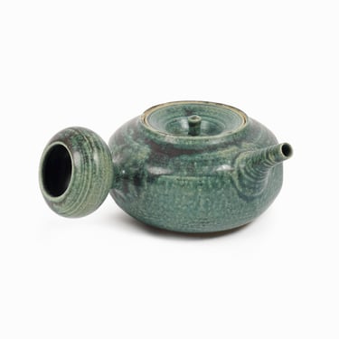Hironobu Nishitateno Teapot Strainer Ceramic Vase Japanese Japan Vintage Green Mid Century Modern 