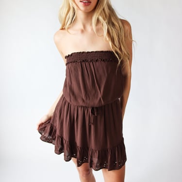 Sequin Flower Strapless Mini Dress 