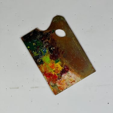 Vintage Artist's Rectangular Painting Palette With Remnant Oil Paint 