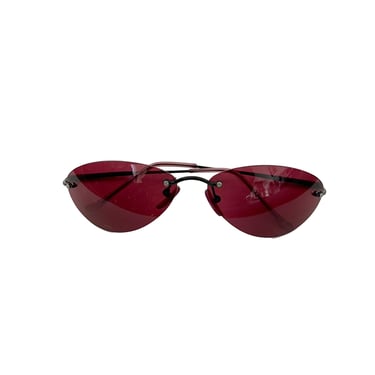 Vintage Y2K Burgundy and Black Oval Sunglasses 