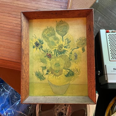 1960s Vincent van Gogh, Sunflowers on Gold, 1888, Framed Pint Petite Wall Art Vintage Mid-Century from Carl Bredemeier Gallery Buffalo NY 