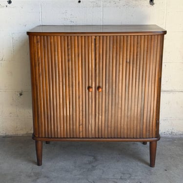 Danish Tambour Door Storage Cabinet Mid-Century Modern 1960s 