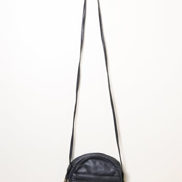Round Vintage Crossbody Black Leather Tassel Purse 