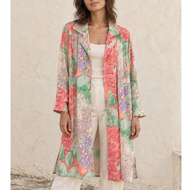 Vintage Christian Dior Silk L Large IT 42 Floral Duster Robe Boho 90s Resort 
