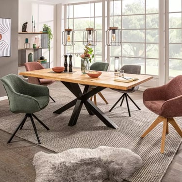 Cleveland Dining Table | Oak Dining Table |  Metal Spider Legs | Modern Design | Rustic Top 