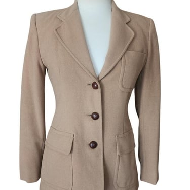 Vintage 1990s Lauren Ralph Lauren Camel Wool Blazer Beige Riding Jacket Saipan 2P 