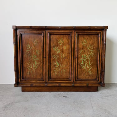 Brandt Embassy Collection Faux Bamboo  Console Cabinet with Hand-Painted  Bamboo Motifs 