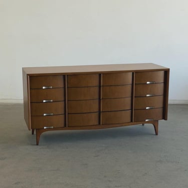 Mid-Century Modern Walnut 12-Drawer Dresser by American of Martinsville 
