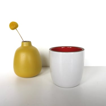 Heath Ceramic Planter Cup in Opaque White and Cayenne 