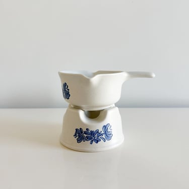Pfaltzgraff Stoneware Yorktowne Blue Butter Sauce & Stand Warmer Dish Pennsylvania USA Vintage 1970s 