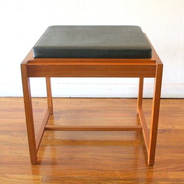 Mid Century Modern Danish Teak Side Table with Reversible Ottoman by Eric Buch