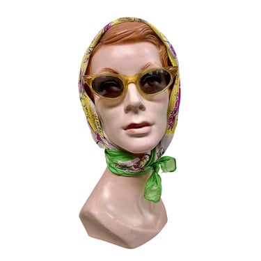 Vintage 1950s Amber Plastic Cat Eye Sunglasses, VFG 