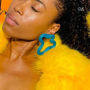 Large Statement Polymer Clay Stud Earrings, Course Path, Unique Earrings, Lightweight, Peacock Blue, Gift, Fashion Jewelry, Hypoallergenic 