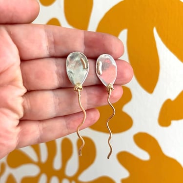 Handmade Balloon Stud Dangles Kinetic Earrings in Sterling Silver and 14k goldfilled Whimsical Twee Earrings 