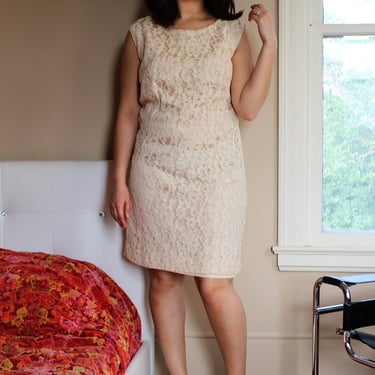 Vintage 1960s Lace Dress Summer Sheath Medium 