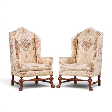 Baker Stately Homes Collection Mahogany Winged Throne Chairs - Pair 