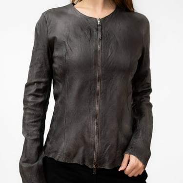 Brushed Grey Shades Leather Jacket