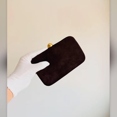 Vintage Donna Karan suede frame clutch Bag: 90s Clutch 