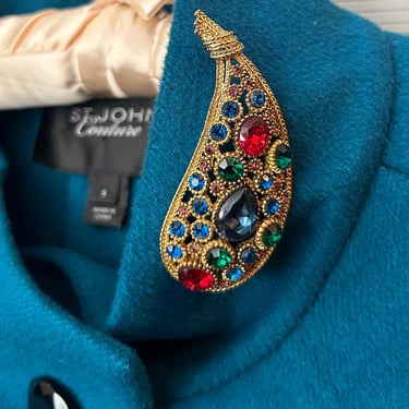Multicolored Nina Ricci Paisley Shaped Brooch 