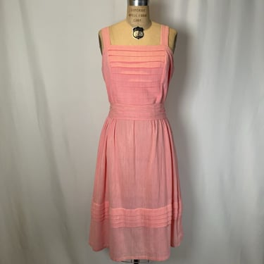 70s Pink Apron Style Sun Dress