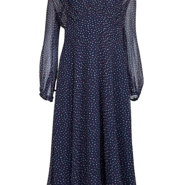 Kate Spade - Navy w/ Multicolor Lip Print Midi Dress Sz 14